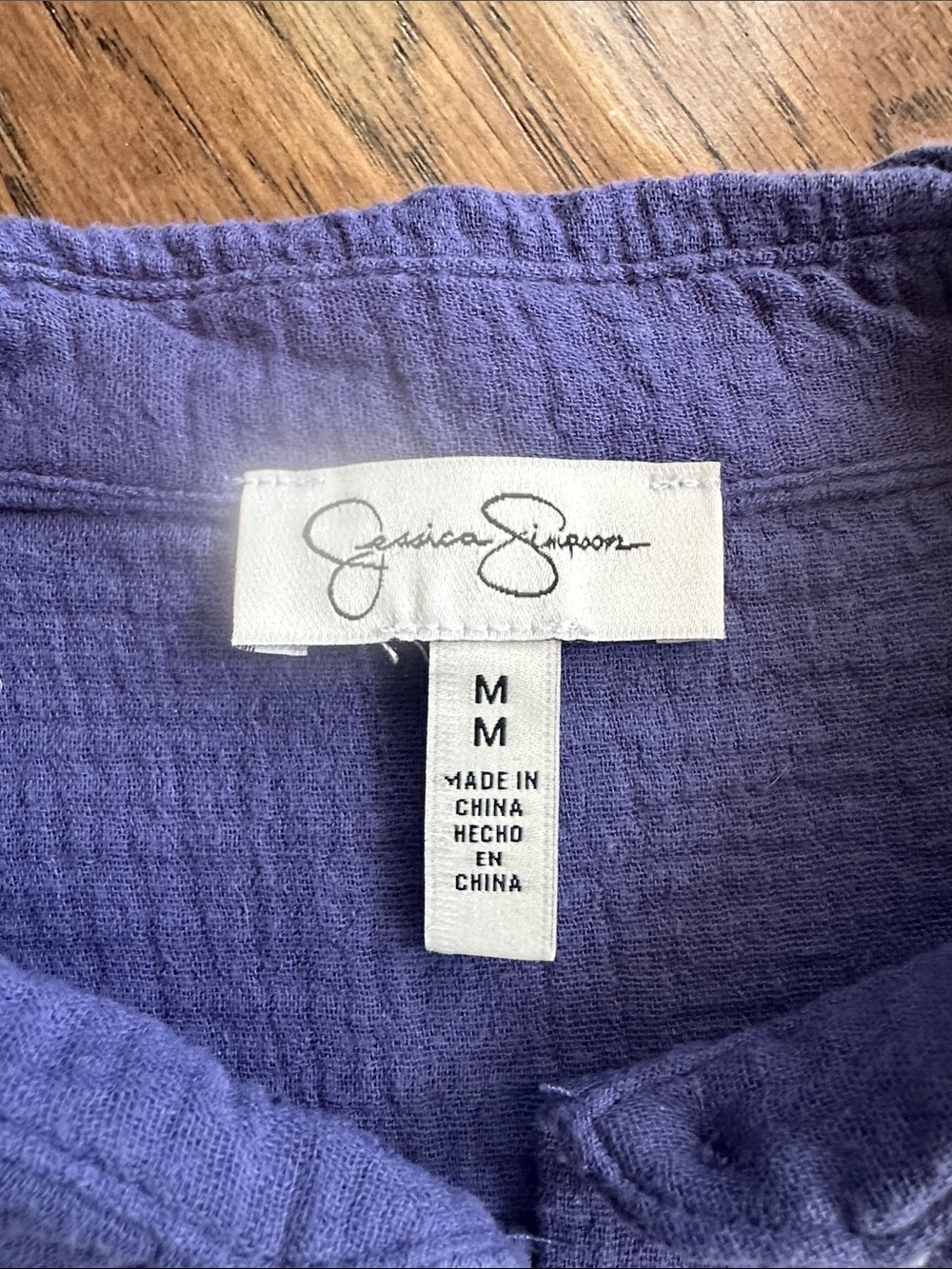 Women’s Purple Button-Up Gauzy Shirt - Picture 2 of 5